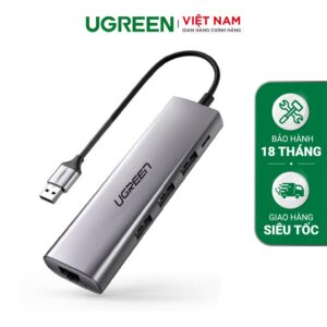 Bộ chuyển USB 3.0 sang LAN, 3*USB 3.0 UGREEN 60812 - Tốc độ mạng 1Gbps, tốc độ truyền dữ liệu 5Gbps