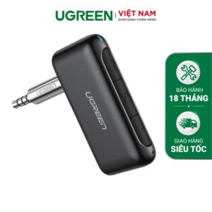 Bộ thu Bluetooth 5.0 UGREEN CM276 - Truyền tải chất lượng âm thanh Hifi - Chân cắm 3.5mm cho xe hơi - Tuổi thọ pin lên đến 300 giờ