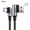 Cáp sạc nhanh type C UGREEN US176 - 2 đầu bẻ góc 90 độ, truyền dữ liệu