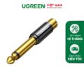 Đầu chuyển âm thanh UGREEN AV169 - Chuyển từ RCA sang 6.5mm - Đầu cáp mạ vàng, chống suy hao tín hiệu - Hàng phân phối chính hãng - Bảo hành 18 tháng