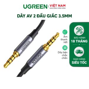 Cáp 3.5mm hỗ trợ Mic và tai nghe UGREEN AV183 dây bện