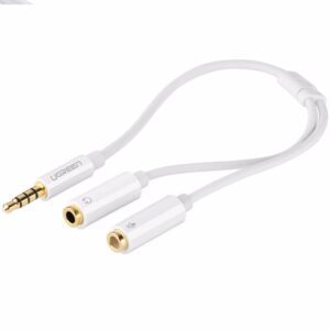 Dây chuyển đổi 3.5mm đực sang hai đầu 3.5mm cái (Hỗ trợ cùng lúc Mic + Tai nghe) vỏ nhựa ABS dài 20CM UGREEN AV141