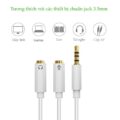 Dây chuyển đổi 3.5mm đực sang hai đầu 3.5mm cái (Hỗ trợ cùng lúc Mic + Tai nghe) vỏ nhựa ABS dài 20CM UGREEN AV141