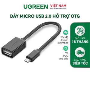 Dây Micro USB 2.0 OTG dạng tròn dài 12cm UGREEN US133