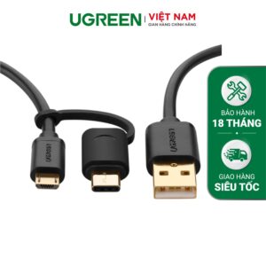 Dây USB đa năng 2 trong 1 đầu ra Micro-USB và USB Type C dài 0.25-2M UGREEN US142