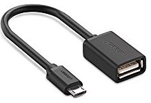 UGREEN Micro USB Male to USB-A Female Cable with OTG Nickel Plating 15cm (Black)