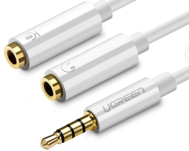 UGREEN 3.5mm male to 2 Female Audio Cable ABS Case (White)