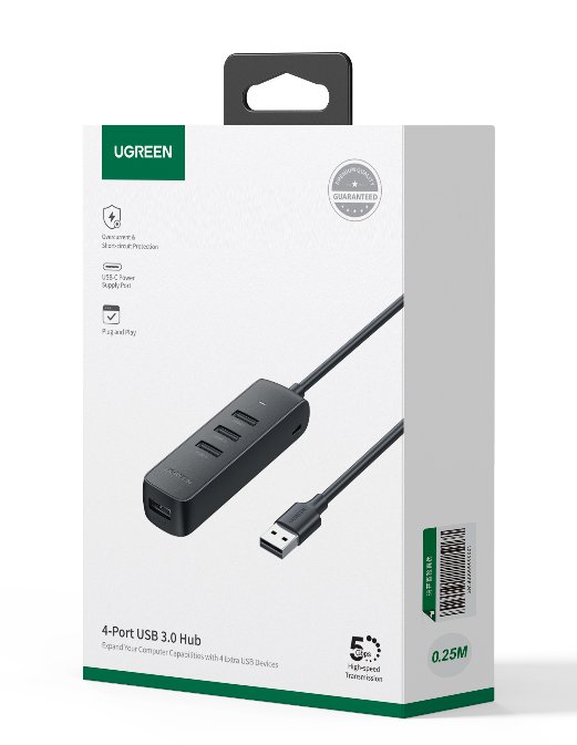 UGREEN USB 3.0 4-Port Hub 0.25m (Black) - Ảnh 2