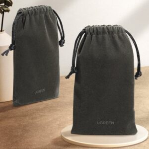 UGREEN Velvet Storage Pouch 19×12cm (Dark Grey)