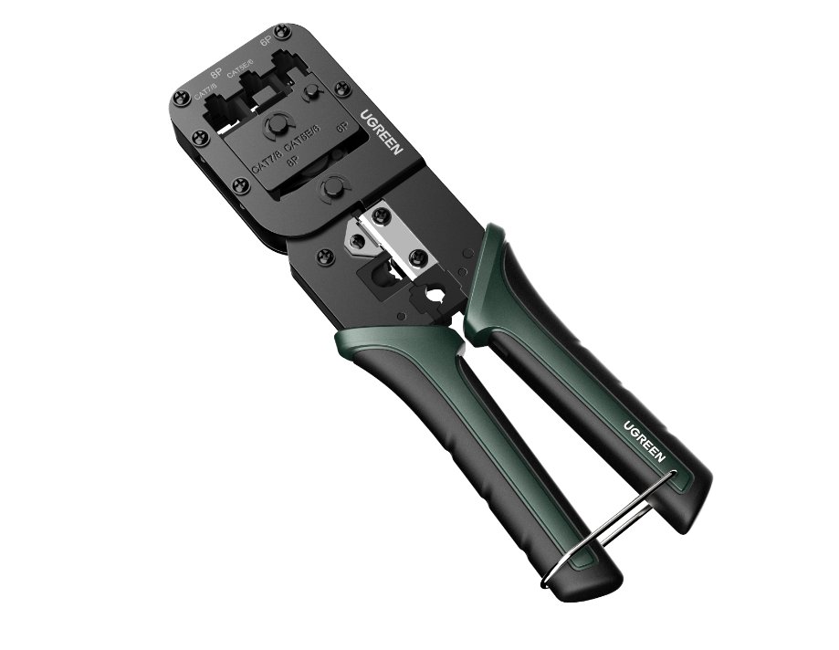 Category 7 multi-function network cable crimper (8P/8P/6P, black and green)