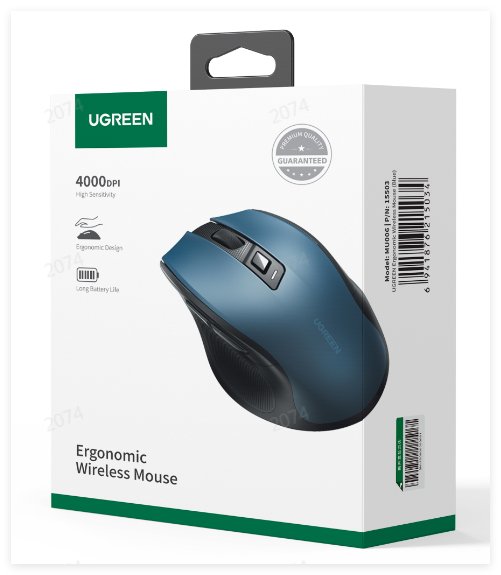 UGREEN Ergonomic Wireless Mouse (Blue) - Ảnh 2