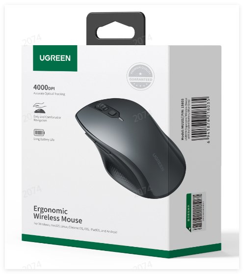 UGREEN Ergonomic Wireless Mouse (Blue) - Ảnh 6