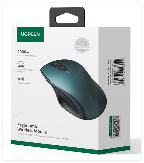 UGREEN Ergonomic Wireless Mouse (Blue) - Ảnh 2