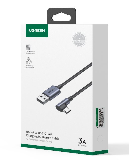 UGREEN Right Angle USB-A to USB-C Cable 1m (Space Gray) - Ảnh 4