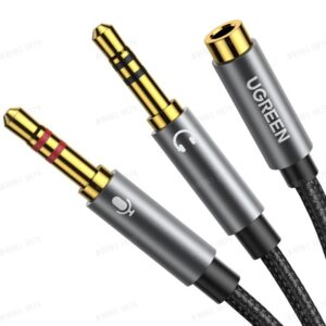 UGREEN 3.5mm Female to 2 Male Audio Cable Aluminum Case (Black)