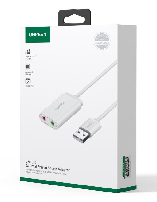 UGREEN USB 2.0 External Sound Adapter (White) - Ảnh 2