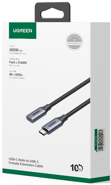 UGREEN USB-C Male to Female Gen2 5A Braided Cable 0.5m (Black) - Ảnh 4