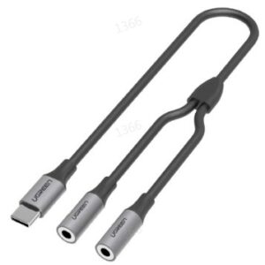 UGREEN USB Type C Male to 3.5mm 2 Female Audio Cable Space Gray 25cm