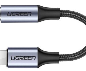 UGREEN Lightning M/F Round Cable Aluminum Shell with Braided 10cm (Black)