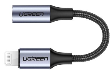 UGREEN Lightning M/F Round Cable Aluminum Shell with Braided 10cm (Black)