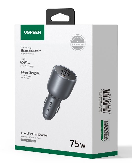 UGREEN 75W 3-Port Fast Car Charger - Ảnh 2