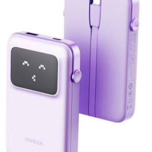 UGREEN 10000mAh Power Bank with Built-in Cable - Tím