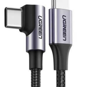 UGREEN USB-C to USB-C PD Fast Charging 90 Degree Cable 3A Max Gray Black 2m