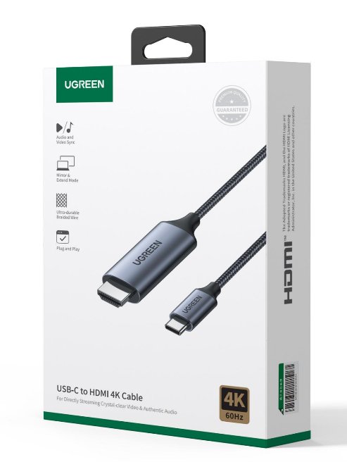 UGREEN USB-C to HDMI Male to Male Cable Aluminum Shell 1.5m (Gray Black) - Ảnh 2