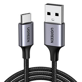 UGREEN USB-A 2.0 to USB-C Cable Nickel Plating Aluminum Braid 0.25m (Black)