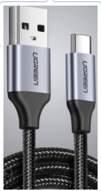 UGREEN USB-A 2.0 to USB-C Cable Nickel Plating Aluminum Braid 1.5m (Black)