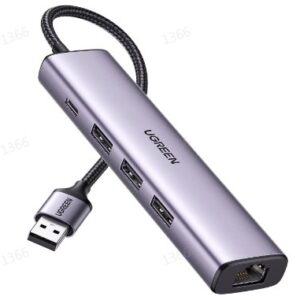 UGREEN USB3.0 to 3×USB3.0 +RJ45 (1000M) Ethernet Adapter Type-C Power Supply