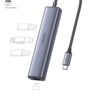 UGREEN USB-C to 3×USB3.0 Hub+RJ45 (1000M) Ethernet Adapter