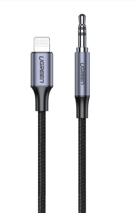 UGREEN Lightning to 3.5mm Aux Cable Aluminum Shell with Braided 1m (Black)