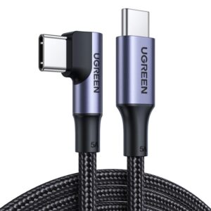 UGREEN USB-C to USB-C PD Fast Charging 90 Degree Cable 5A Max Black 2m