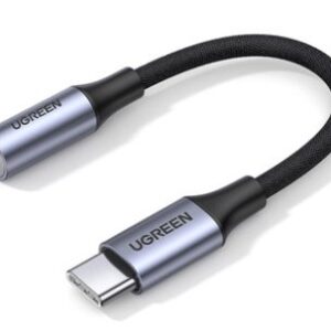 UGREEN USB-C to 3.5mm M/F Cable Aluminum Shell with Braided 10cm (Space Gray)
