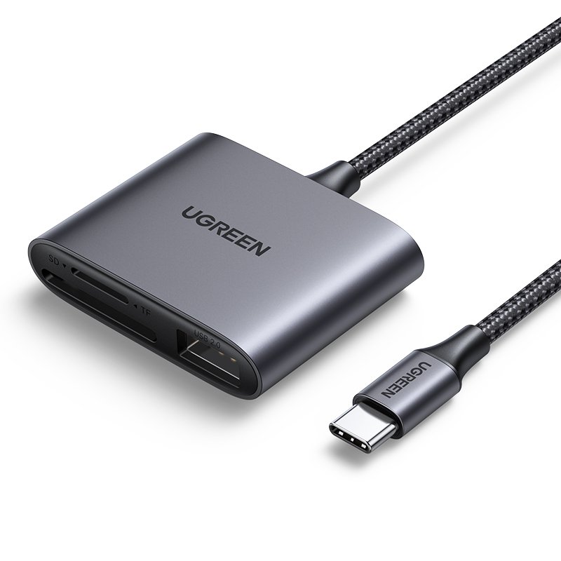 UGREEN USB-C to SD/TF + USB 2.0 Memory Card Reader
