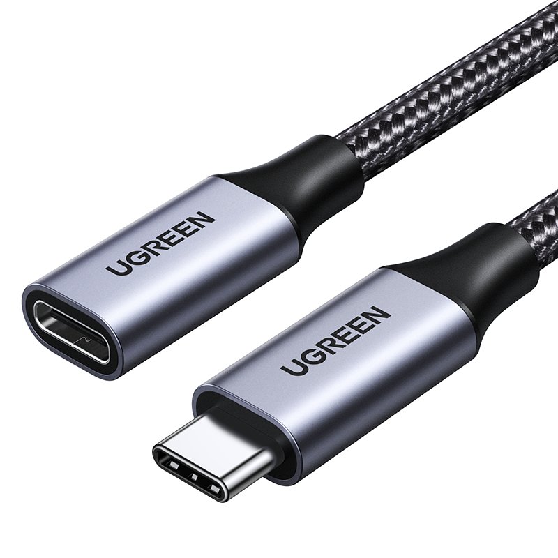 UGREEN USB-C Male to Female Gen2 5A Braided Cable 0.5m (Black)