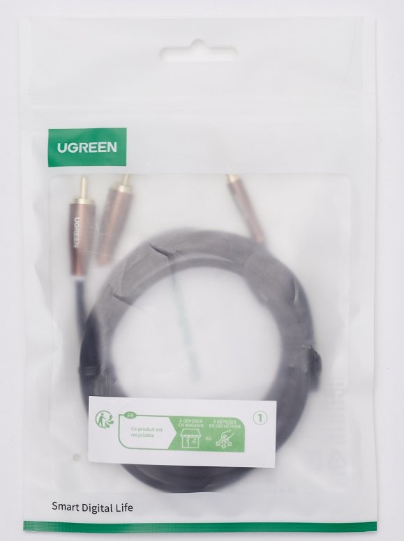 UGREEN 3.5mm Male to 2*RCA Copper Case Braided Aux Cable 1m - Ảnh 2