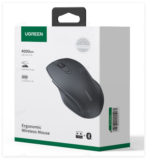 UGREEN Ergonomic Wireless Mouse (Blue) - Ảnh 4